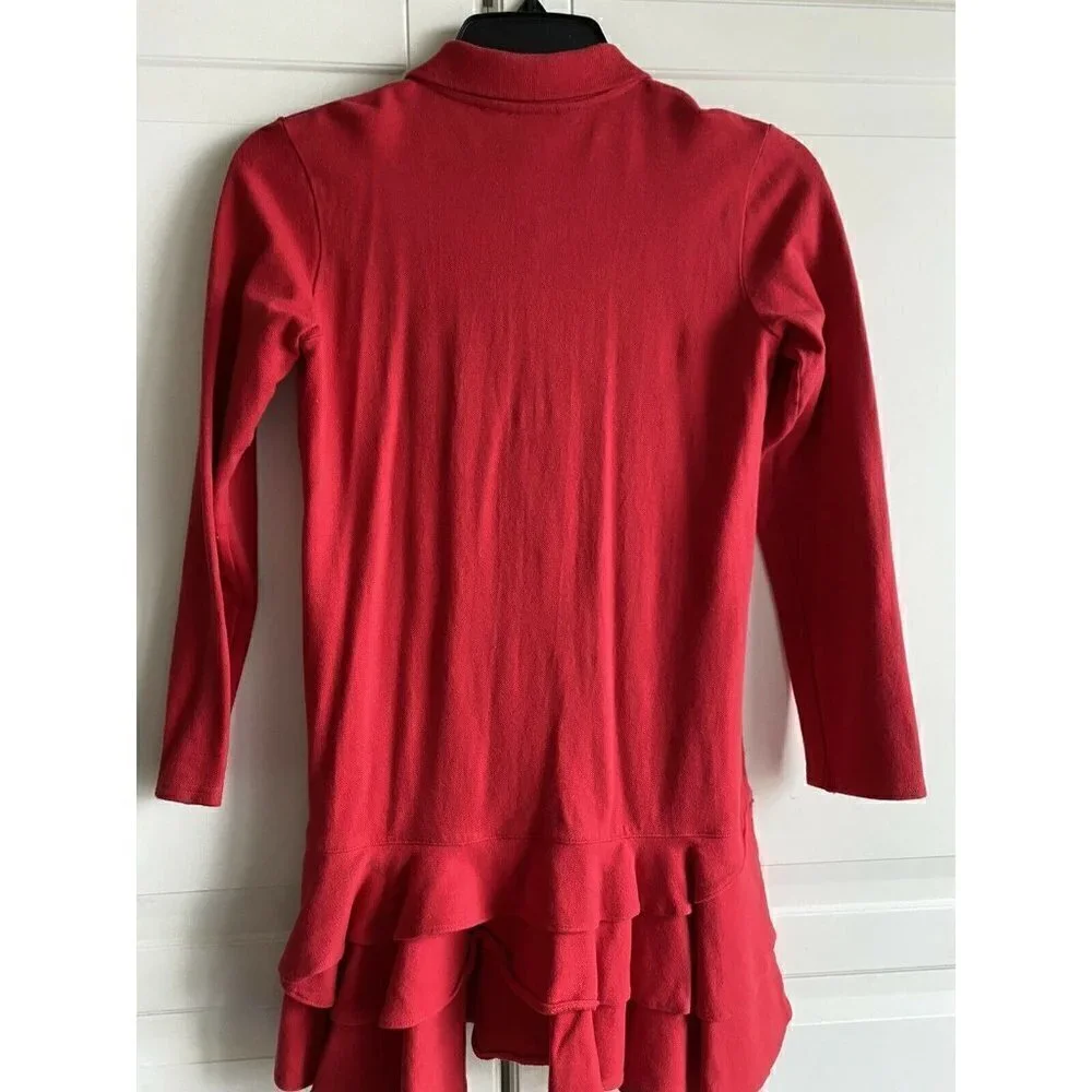Ralph Lauren Girl’s 12/14 RED Long Sleeve Dress Ruffle‎ Bottom